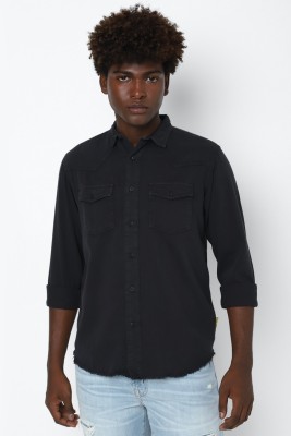 FOREVER 21 Men Solid Casual Black Shirt