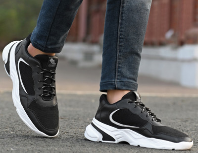 Echor Mens shoes | casual shoes black shoes sports shoes running Sneakers For Men(Black)