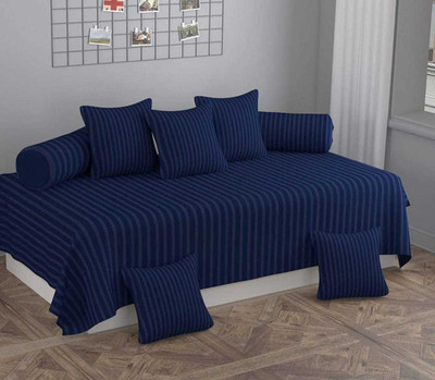 Vasundhara Traders Polyester Striped Diwan Set(Blue)
