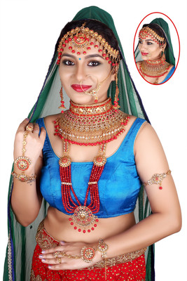 SS IMITATION JEWELLERY Alloy Gold-plated Green Jewellery Set(Pack of 1)