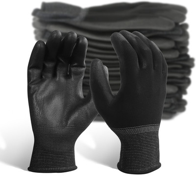 Donizard Multipurpose Daily Use Reusable Washable Grip Coating Anti Cut Resistant PU Nylon, Synthetic  Safety Gloves(Pack of 10)