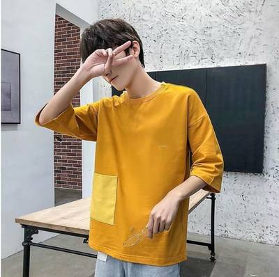 FLYNOFF Solid Men Round Neck Yellow T-Shirt