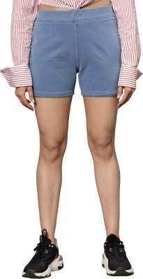 AngelFab Solid Women Denim Light Blue Denim Shorts