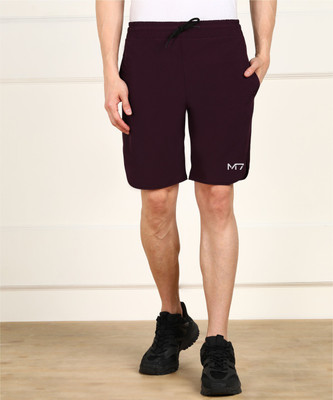 M7 By Metronaut Solid Men Maroon Sports Shorts