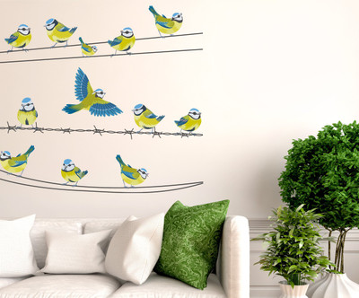 HAPPYSTICKY 110 cm Birds Removable Sticker(Pack of 1)