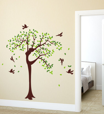 HAPPYSTICKY 145 cm Tree Removable Sticker(Pack of 1)