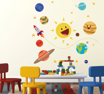 HAPPYSTICKY 110 cm Multicolor Removable Sticker(Pack of 1)