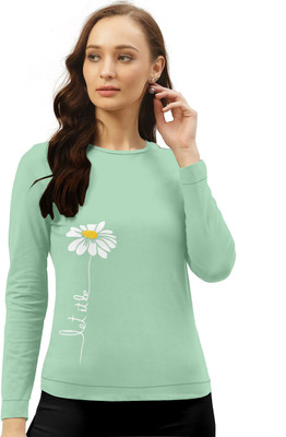 ink free fashion Casual Printed Women Light Green Top