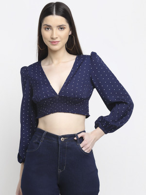 Emeros Casual Printed Women Dark Blue Top