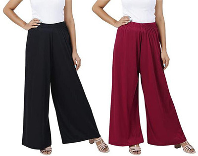 visgo Regular Fit Women Black, Maroon Trousers