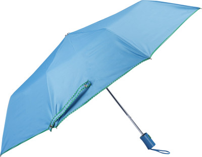 The CLOWNFISH Monochrome 3- Fold Auto Open 190 T Polyester Umbrellas (Sky Blue) Umbrella(Blue)