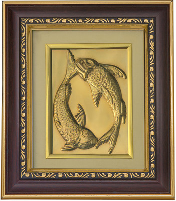 Pray Everyday Two Fishes in Water Good Omen Gold Plated Photo Frame Gold Yantra(Pack of 1)