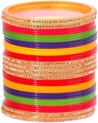 Nakoda Creation Plastic Zircon Bangle(Pack of 22)