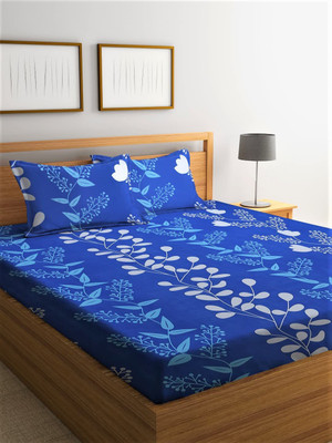 LOXICA 144 TC Microfiber Double Printed Flat Bedsheet(Pack of 1, Blue)
