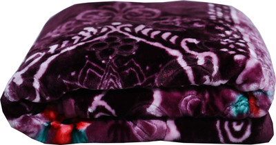 RIAN Floral Single Mink Blanket for  Heavy Winter(Polyester, Purple)