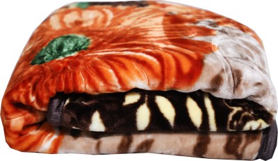 RIAN Floral Single Mink Blanket for  Heavy Winter(Polyester, Coffee)
