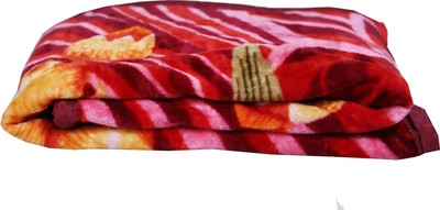 RIAN Floral Single Mink Blanket for  Heavy Winter(Polyester, Red)