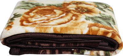 RIAN Floral Single Mink Blanket for  Heavy Winter(Polyester, Brown)