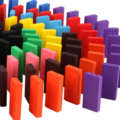 Pulsbery Dominoes 100 Piece Set Toy, wooden Block Set(Multicolor)
