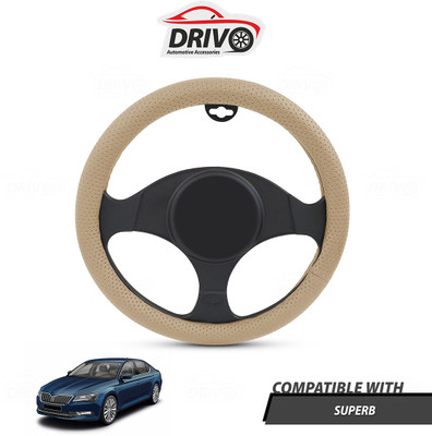Drivo Steering Cover For Skoda Superb(Beige, Leatherite)