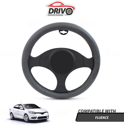 Drivo Steering Cover For Renault Fluence(Grey, Leatherite)