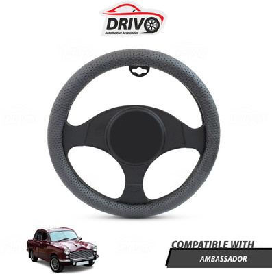 Drivo Steering Cover For Universal For Car Ambassador(Grey, Leatherite)