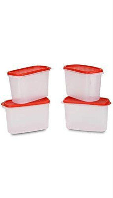 Ridhi Sidhi Plastic Utility Container  - 1.1 L(Pack of 4, Red, Clear)