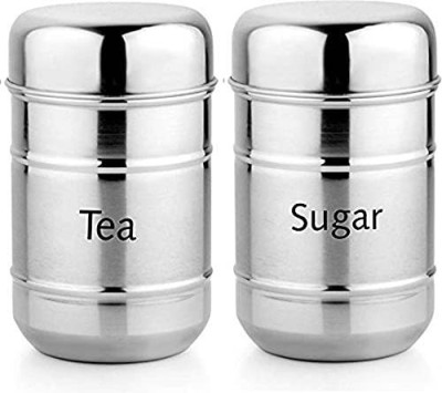 Nicolette Steel Tea Coffee & Sugar Container  - 700 ml(Pack of 2, Multicolor)