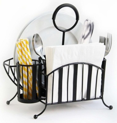 Casa Trading Empty Cutlery Holder Case(Black  Holds 30 Pieces)