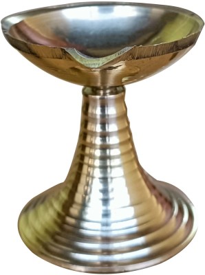 Craft World Oil Diya Brass Stand Diya (Height: 2.5 inch) Brass Table Diya(Height: 2.5 inch)