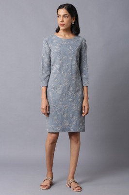 W Women Gown Grey Above Knee/Mid Thigh Length Dress