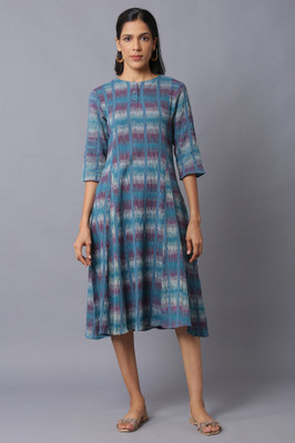 W Women A-line Blue Below Knee Dress