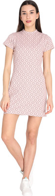 HANG N HOLD Women Shift Pink Above Knee/Mid Thigh Length Dress
