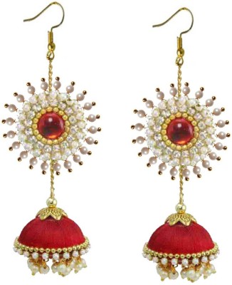 Sanj Silk thread sun rising jhumka earring set for women and girls Pearl Fabric Earring Set