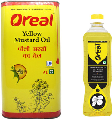 Oreal-Yellow-Mustard-Oil-for-Helps-Blood-Circulaion-5ltr-1ltr-6-Liters-Pack-Mustard-Oil-Plastic-Bottle-2-x-3-L