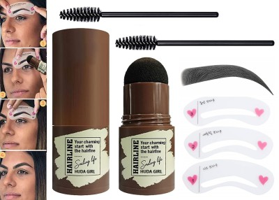 Huda Girl Beauty Waterproof Eyebrow Stamping kit + Stencil + 2pcs Eye Brow Brush 6 g(Natural Black)