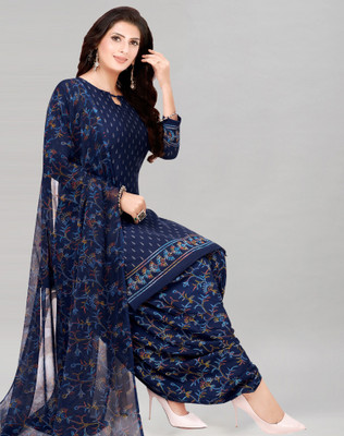 Siril Crepe Floral Print, Geometric Print, Printed Salwar Suit Material