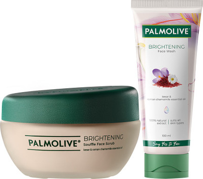 PALMOLIVE Brightening Gel Face Wash 100ml & Brightening Souffle Face Scrub 90ml (2 Items in the set)