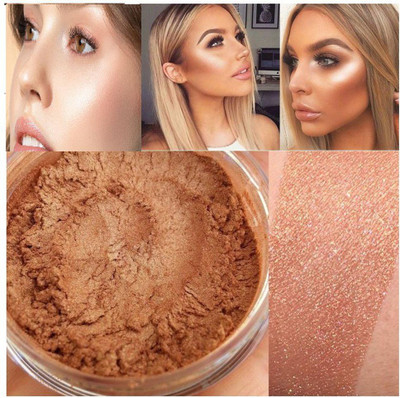 YAWI FACE MAKE UP POWDER GLOW SHIMMER SHINE HIGHLIGHTER WITH PUFF Highlighter(COPPER)