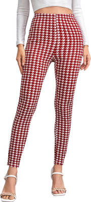 DTR FASHION Checkered Women Red, White Tights