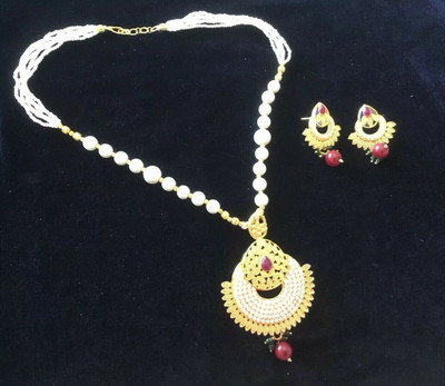 Rhosyn Alloy Gold-plated White, Gold, Maroon Jewellery Set(Pack of 1)