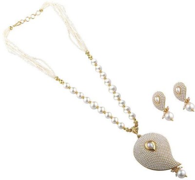 Dreamish Imitation Mother of Pearl, Alloy Gold-plated Gold, White Jewellery Set(Pack of 1)