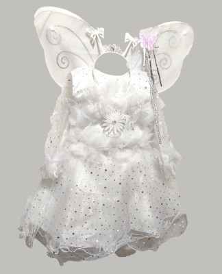 STUMBLE FASHION Girls Midi/Knee Length Festive/Wedding Dress(White, Full Sleeve)