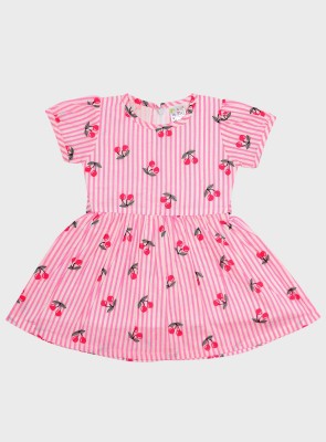 ME N MY Indi Baby Girls Midi/Knee Length Casual Dress(Pink, Cap Sleeve)