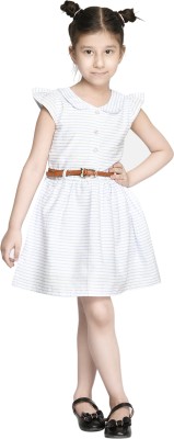 Arshia Fashions Girls Midi/Knee Length Party Dress(White, Sleeveless)