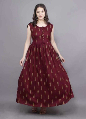 MOHINI CREATION Women Printed Anarkali Kurta(Maroon)