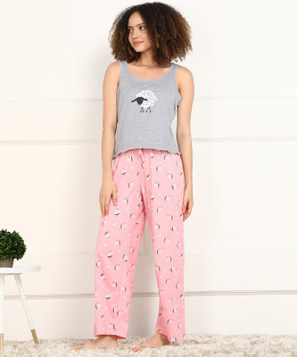 DreamBe Women Printed Multicolor Top & Pyjama Set
