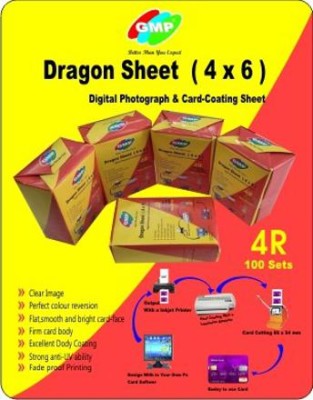 DDS Dragon Sheets For I- Card / Inkjet 100 SET BLANK 4x6 600 gsm Inkjet Paper(Set of 1, White)