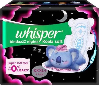 Whisper Ultra Night Sanitary Pad for Women, XXXL+ 8 Sanitary Pad