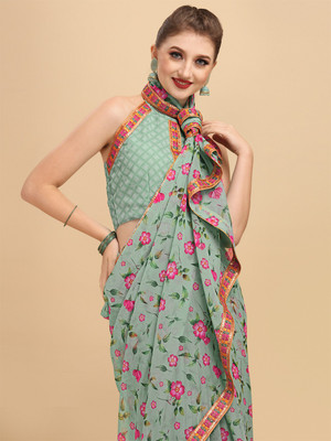 Sangria Printed Bollywood Georgette Saree(Light Green)